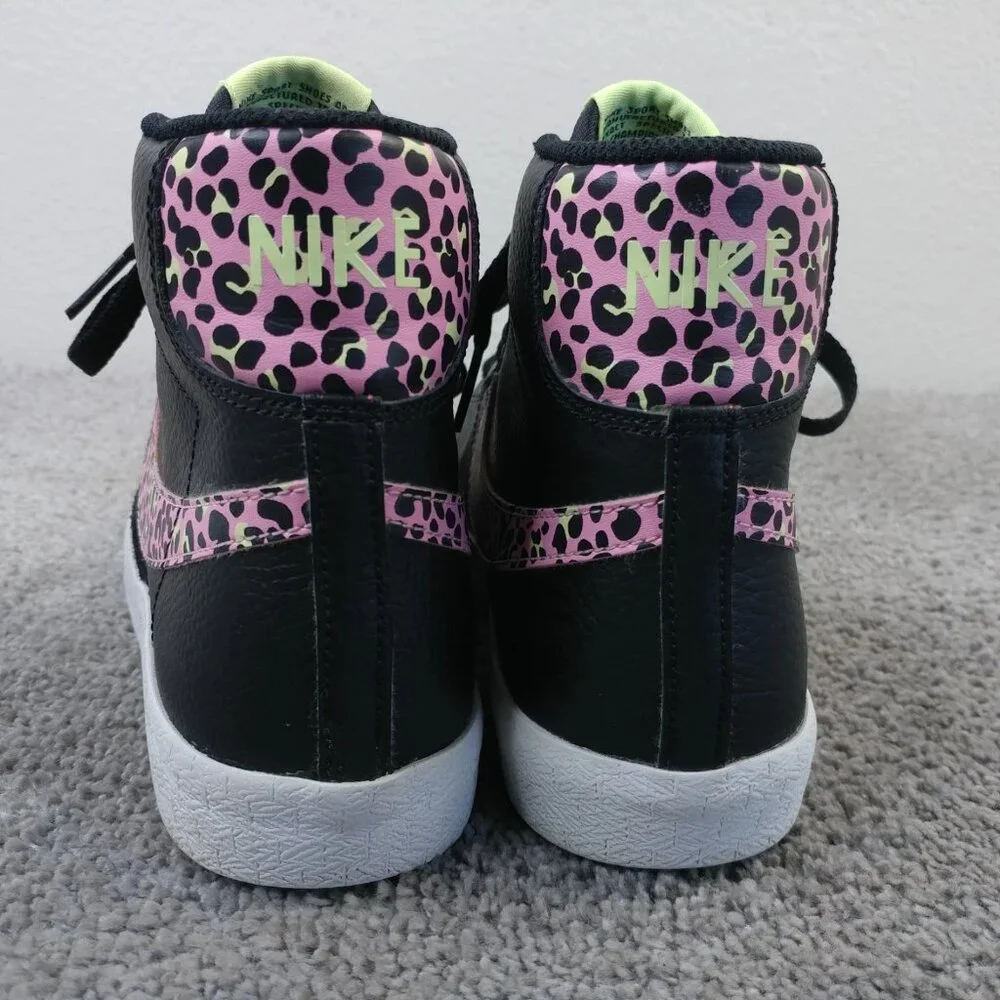 Nike Blazer Mid GS Girls Size 5Y Shoes Black Pink Cheetah DA4674-001
